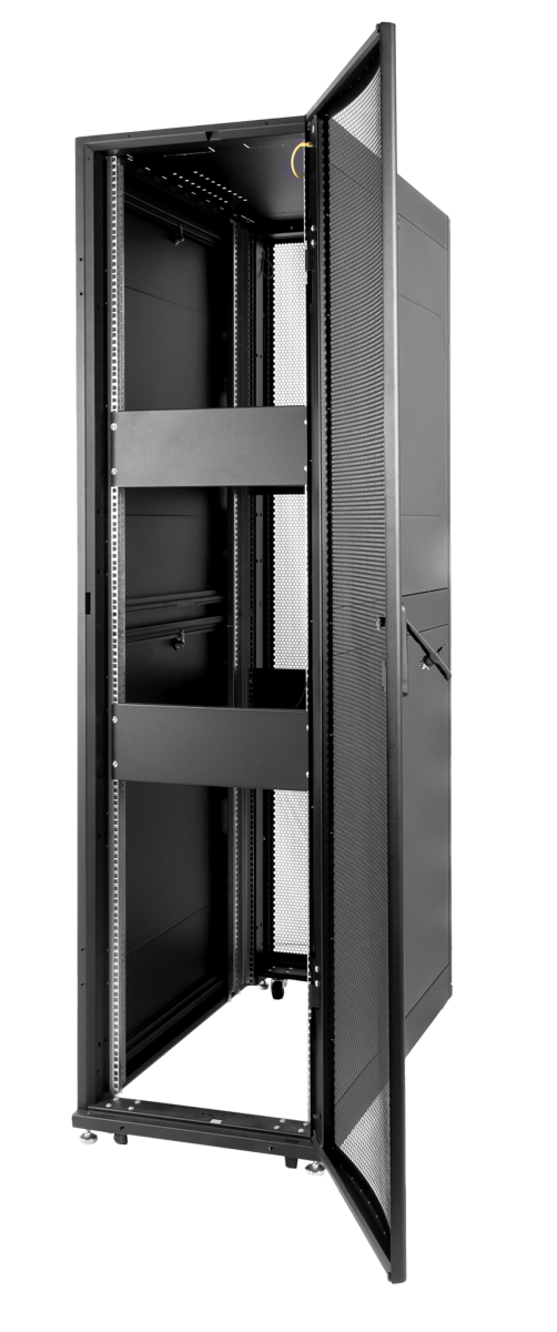 ЦМО ШТК-СП-42.6.10-48АА-9005 Шкаф серверный ПРОФ напольный 42U (600x1000) дверь перфор., задние двойные перфор., черный, в сборе ШТК-СП-42.6.10-48АА-9005
