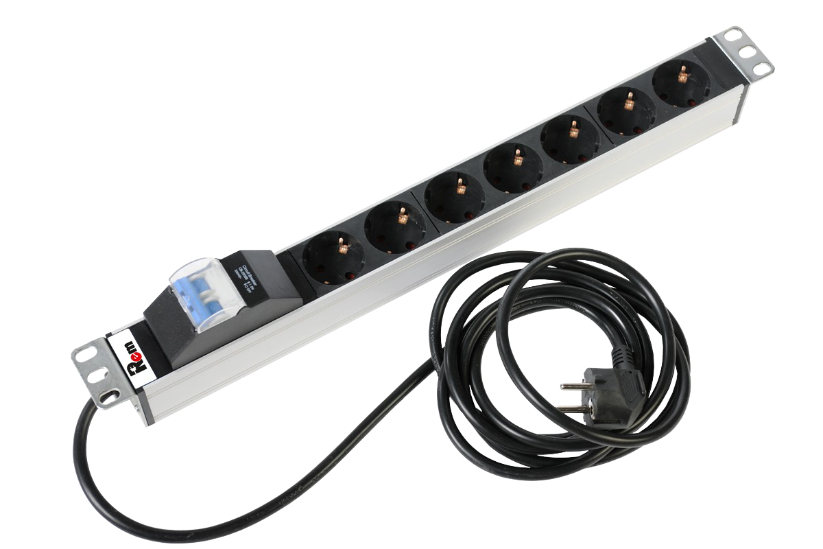 ЦМО R-16-7S-A-440-3 Блок розеток Rem-16 с авт. 16А, 7 Schuko, алюм., 19", шнур 3 м. R-16-7S-A-440-3