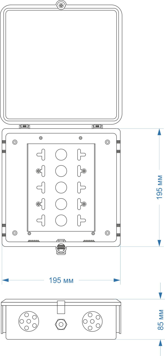 Cabeus O-DB-50P (OUT) Коробка распределительная на 50 пар,195х195х85 мм, IP 54, для улицы