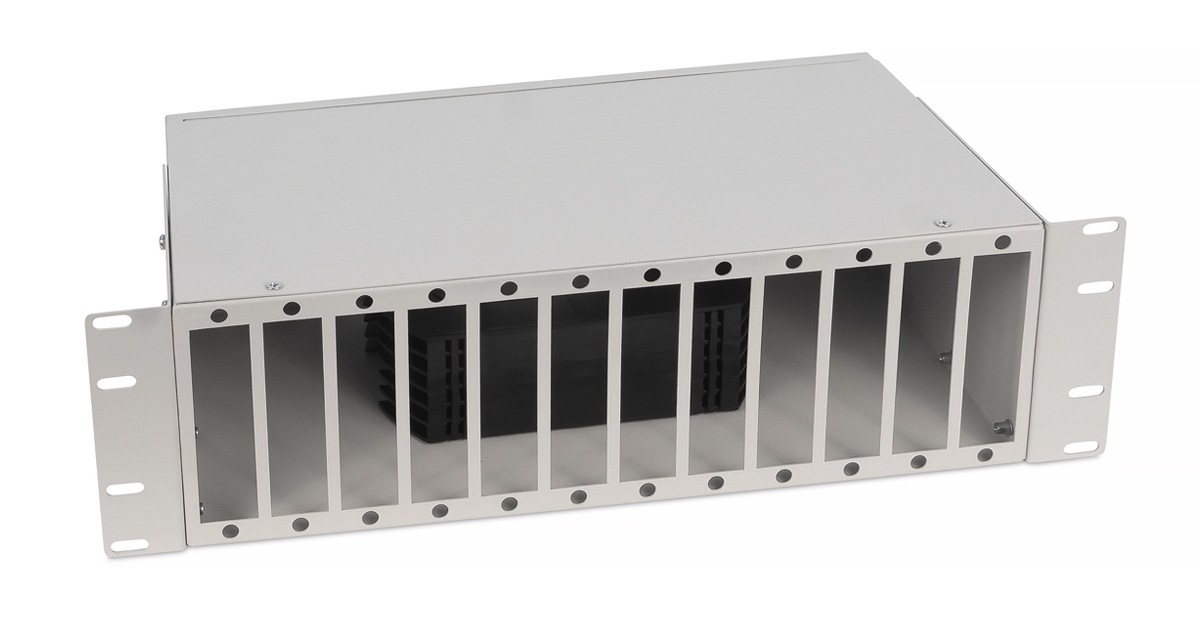 Cabeus FO-CS-19-12FP-GY Кросс бокс оптический 19" 3U на 12 адаптерных панелей, цвет серый