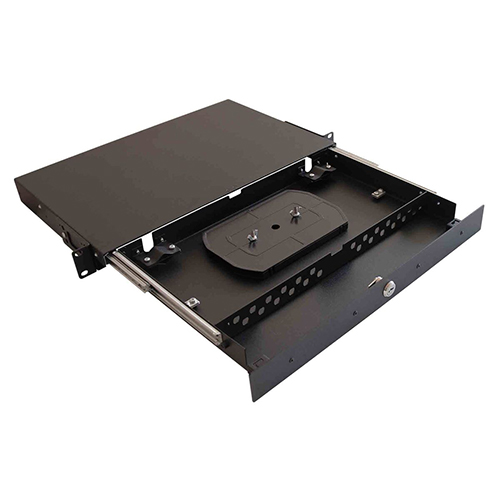 Cabeus ODF-19-24FC-K-BK-T Кросс оптический стоечный выдвижной, с замком, 19, до 24 портов FC(ST), сплошная панель, черный