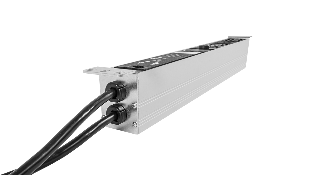 Блок розеток Rem-16 с АВР, 1×16A, 5C13, C19, подкл к контроллеру R-2MC по Modbus, 2 шнура 1,8м, R-16-5C13-C19-T-440-1.8(1.8)-S(S)
