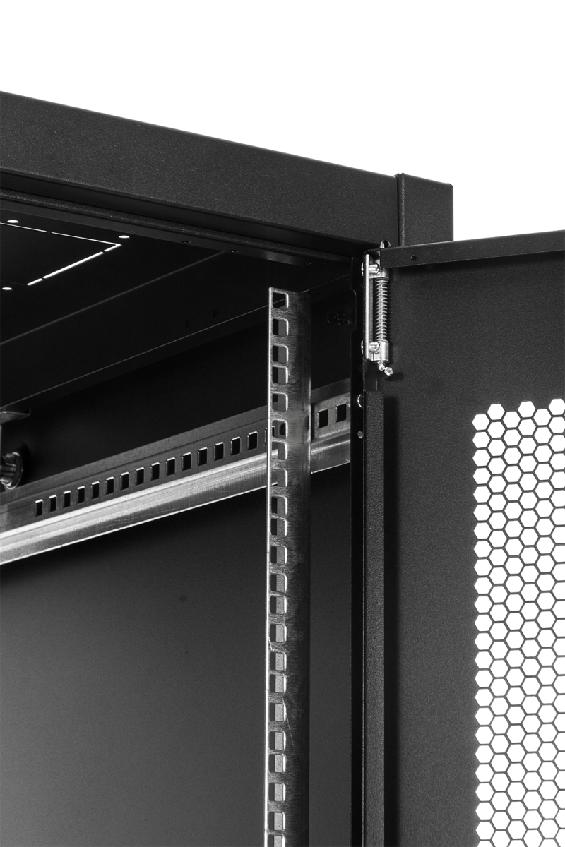 Шкаф телекоммуникационный напольный ЭКОНОМ 42U (800 × 1000) дверь перфорированная 2 шт., цвет черный, ШТК-Э-42.8.10-44АА-9005