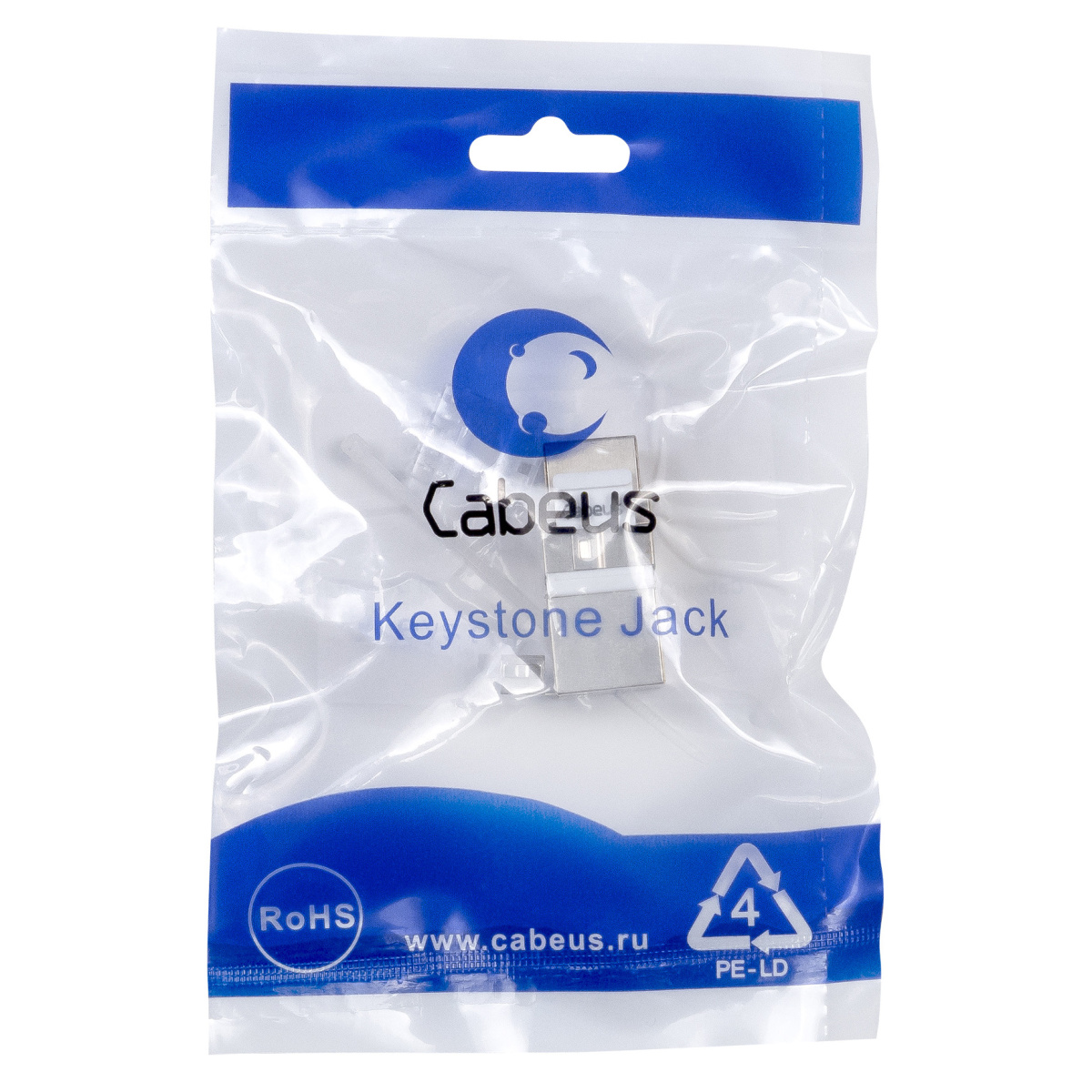 Cabeus KJ-RJ45-Cat.5E-SH-180 Degree Вставка Keystone Jack RJ-45(8P8C), 180 градусов, категория 5e, экранированная, Dual IDC (110&Krone type), белая