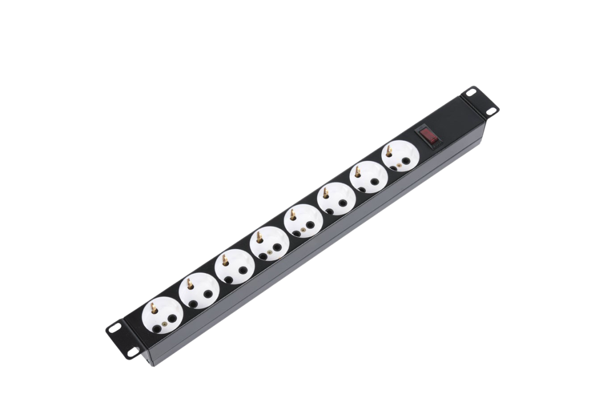 ЦМО Блок силовых розеток 19" без шнура с выключателем, 8 розеток, цвет черный
