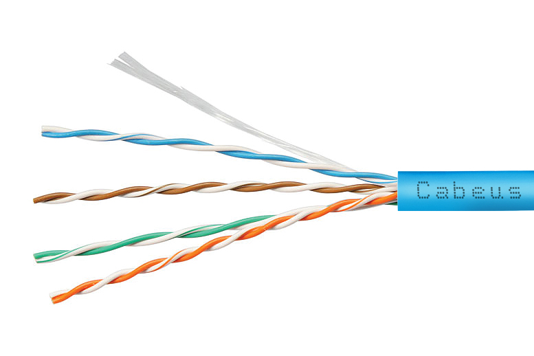 Cabeus UTP-4P-Cat.5e-SOLID-LSZH-BL-50 Кабель витая пара UTP (U/UTP), категория 5e, 4 пары (24 AWG), одножильный, синий, LSZH, нг(А)-HF, (50 м)