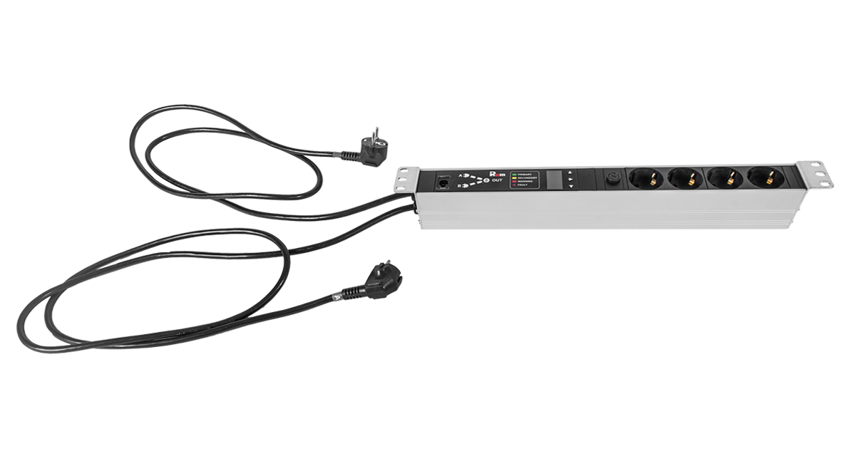 Блок розеток Rem-16 с АВР, 1×16A, 4S, подкл к контроллеру R-2MC по Modbus, 2 шнура 1,8м, R-16-4S-T-440-1.8(1.8)-S(S)