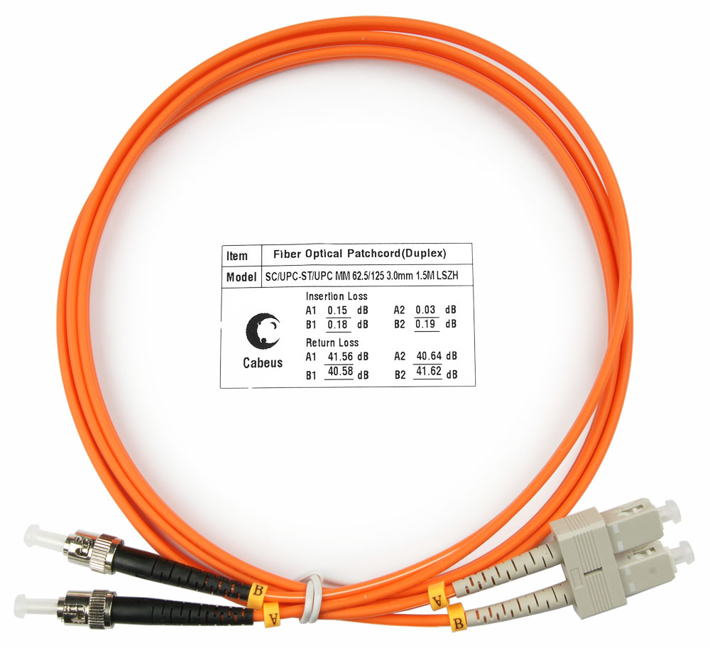 Cabeus FOP-62-SC-ST-1,5m Шнур оптический duplex SC-ST 62,5/125 mm 1,5м LSZH