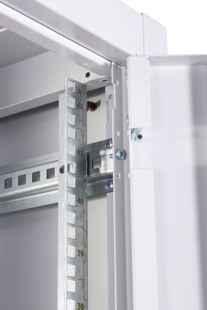 Шкаф телекоммуникационный напольный ЦМО ШТК-Э, IP20, 42U, 1987х600х800 мм (ВхШхГ), дверь: стекло, задняя дверь: металл, боковая панель: сплошная, разборный, цвет: серый, (ШТК-Э-42.6.8-13АА)