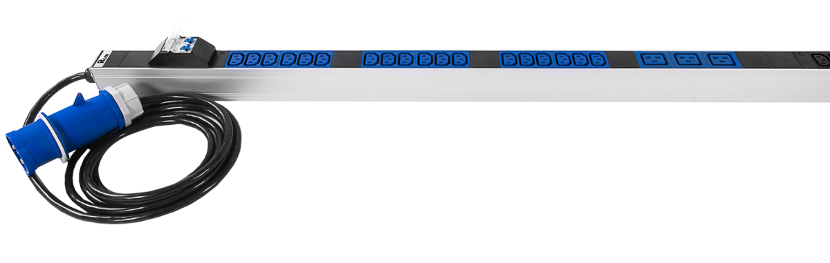 ЦМО R-32-36C13-6C19-A-I-1820-3-2P Вертикальный блок розеток Rem-32, 1 фаза 32A, 2 авт, инд, 36 C13,6 C19, 1820 мм, вх IEC 309, шнур 3 м