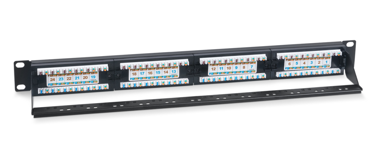 Cabeus PL-24-Cat.6-Dual IDC Патч-панель 19" (1U), 24 порта RJ-45, категория 6, Dual IDC, с задним кабельным организатором