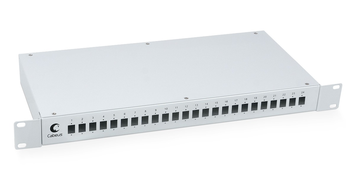 Cabeus FO-19-24SC Кросс бокс оптический 19" на 24 SC (LC duplex) со сплайс пластиной и КДЗС (без пигтейлов и проходных адаптеров)