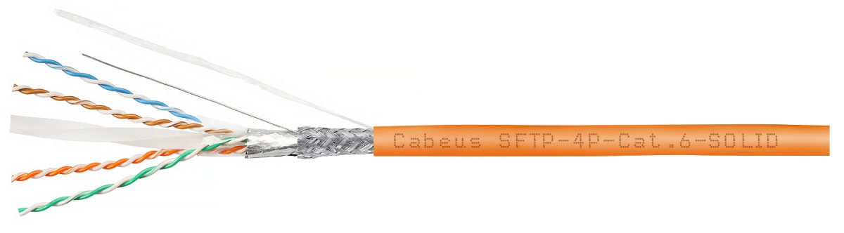 Cabeus SFTP-4P-Cat.6-SOLID-LSZH Кабель витая пара экранированная SFTP (SF/UTP), категория 6, 4 пары 0,57мм (23 AWG), одножильный (305 м)