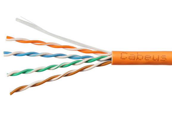 Cabeus UTP-4P-Cat.5e-SOLID-LSZH-OR-LIGHT-20 Кабель витая пара UTP (U/UTP), категория 5e, 4 пары 0,48мм (24 AWG), одножильный, LSZH, нг(А)-HF, оранжевый, (20 м)