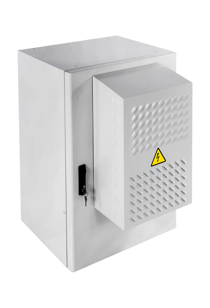 Шкаф всепогодный настенный 18U (Ш600 × Г500), нерж. сталь. компл.  ТК с контроллером MC3 и датчиками, ШТВ-НН-18.6.5-КААА-ТК-МС3