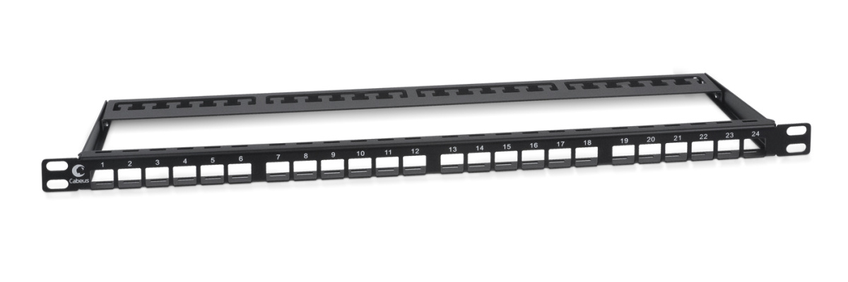 Cabeus PLBHD-24-0,5U Модульная патч-панель высокой плотности 19" (0,5U), 24 порта, для неэкранированных модулей, с задним кабельным организатором (без модулей)
