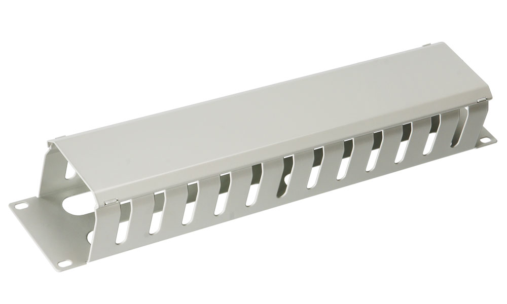 Кабельный органайзер 19" 2U с крышкой, металлический, цвет серый (RAL7035)