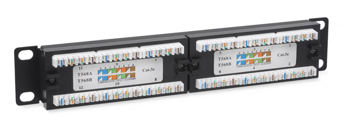 Cabeus PL-12-Cat.5e 10"-Dual IDC Патч-панель 10", установочный размер 236 мм, 12 портов RJ-45, категория 5e, Dual IDC