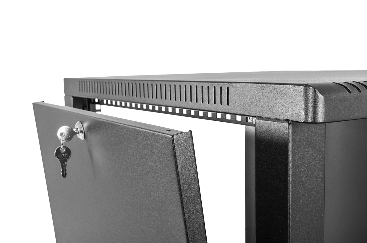 Шкаф телекоммуникационный настенный сварной 15U (600 × 660) съёмные стенки, дверь стекло, чёрный, ШРН-15.650-9005