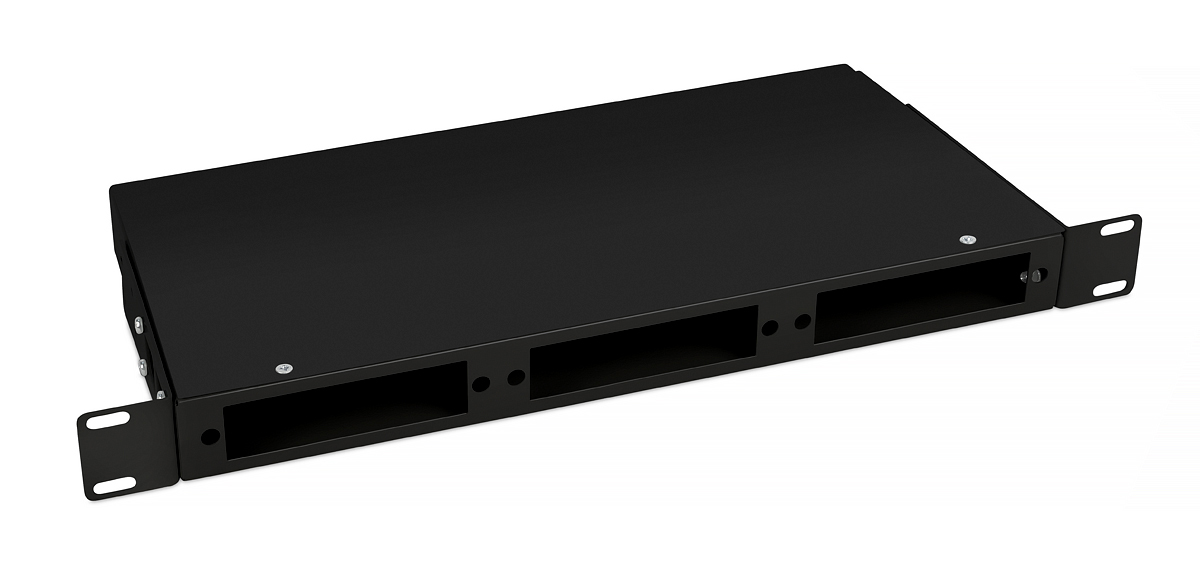 Cabeus FO-CS-19-3FP-BK Кросс бокс оптический 19" 1U на 3 адаптерные панели, цвет черный