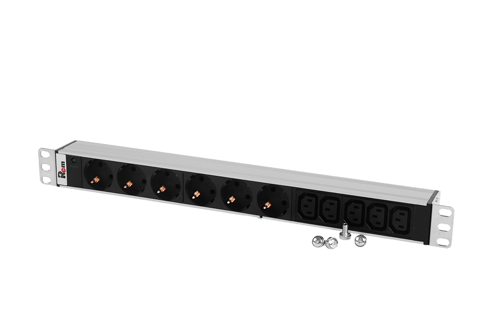 ЦМО R-10-6S-5C13-I-440-Z Блок розеток Rem-10 без шнура с инд., 6 Sсhuko, 5 IEC 60320 C13, вход IEC 60320 C14, 10A, алюм., 19", R-10-6S-5C13-I-440-Z