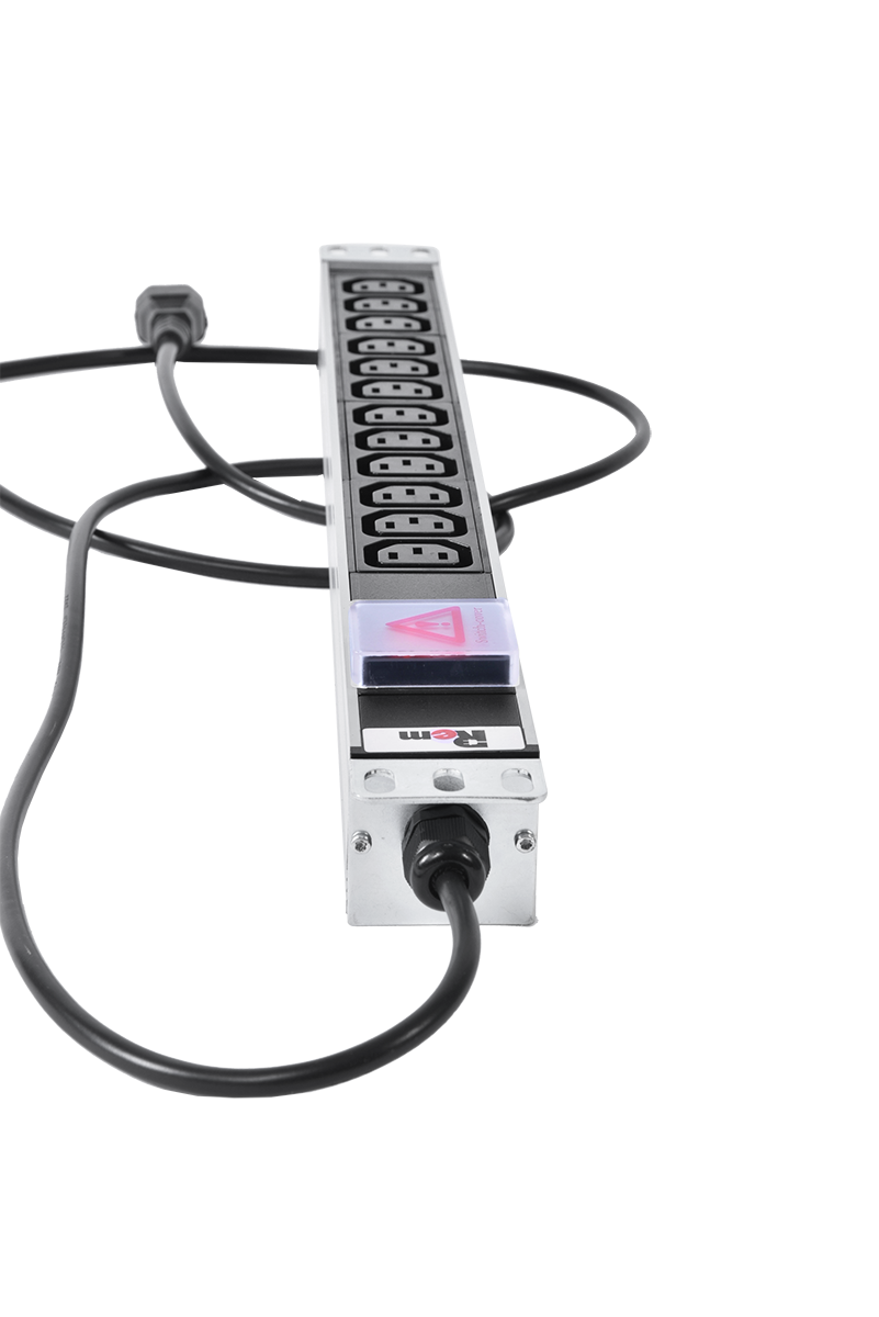 Гор блок розеток Rem-10, 1×10A, выкл, 12C13, 19", шнур 1,8м C14, R-10-12C13-V-440-1.8