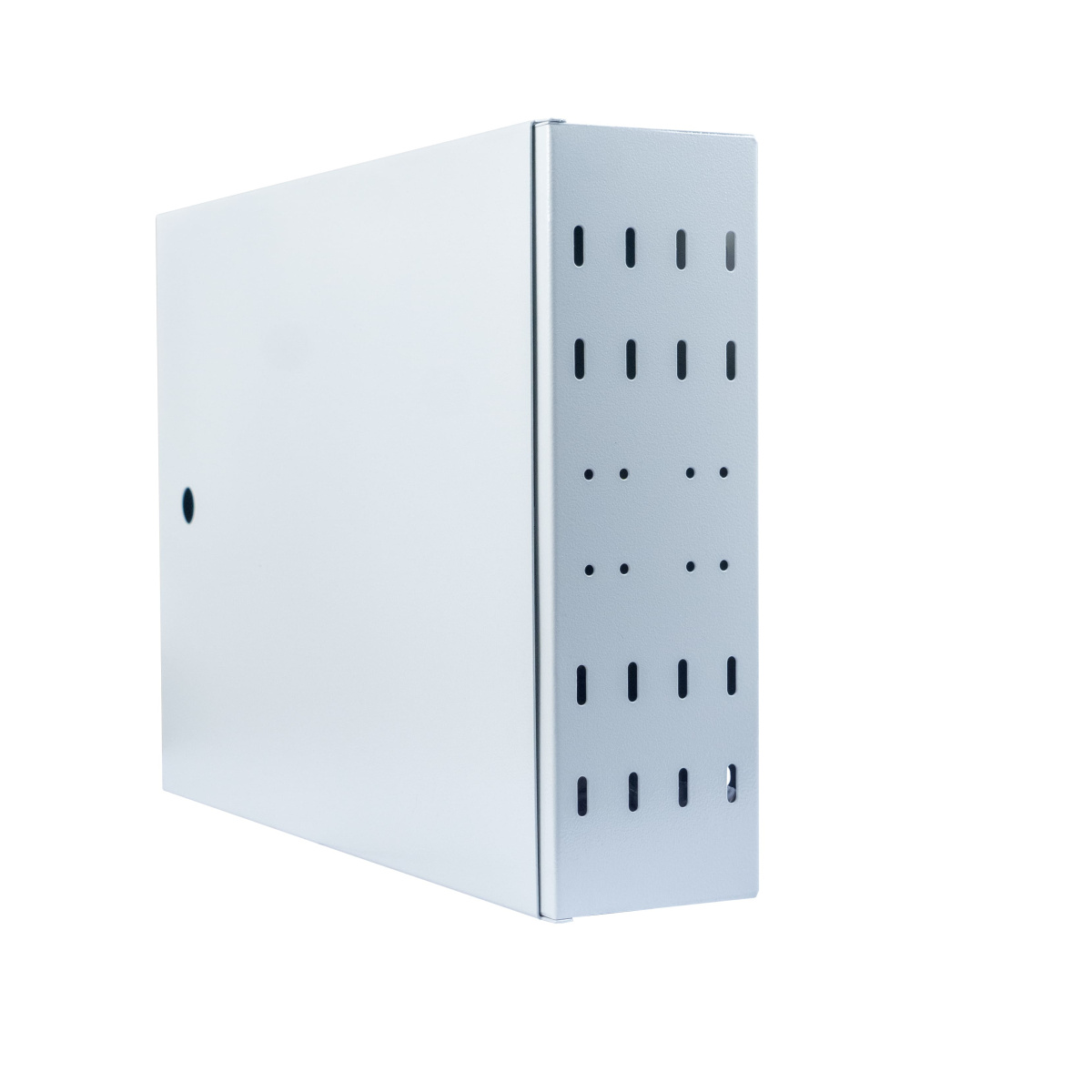 Cabeus FO-WL-24/32-SC/2LC/FC/ST-FP-K Кросс оптический настенный частично укомплектованный 24/32 порта SC/LC duplex/FC/ST (Планка SC/2LC-4 шт, планка FC/ST-4шт, планка-заглушка-1шт, сплайс-кассета-2шт, крышка для ску -1шт) серый RAL 7035