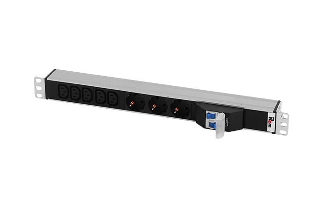 ЦМО R-32-3S-5C13-A-440-K Блок розеток Rem-32 с авт., 3 Sсhuko, 5 IEC 60320 C13, 32А, алюм., 19", колодка, R-32-3S-5C13-A-440-K