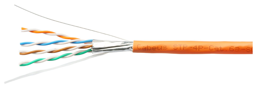 Cabeus STP-4P-Cat.6a-SOLID-IN-LSZH Кабель витая пара экранированная STP (U/FTP), категория 6a (10GBE), 4 пары, 0,57мм (23 AWG), одножильный (solid), каждая пара в экране (фольга) (305 м)