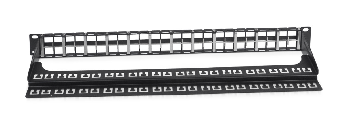 Cabeus PLBHD-48-1U Модульная патч-панель высокой плотности 19" (1U), 48 портов, для неэкранированных модулей, с задним кабельным организатором (без модулей)