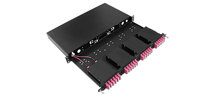 Cabeus ODF-19-4K-S-BK-T Кросс оптический стоечный, 19, до 4 кассет MPO/MTP, выдвижная панель, (без кассет), черный