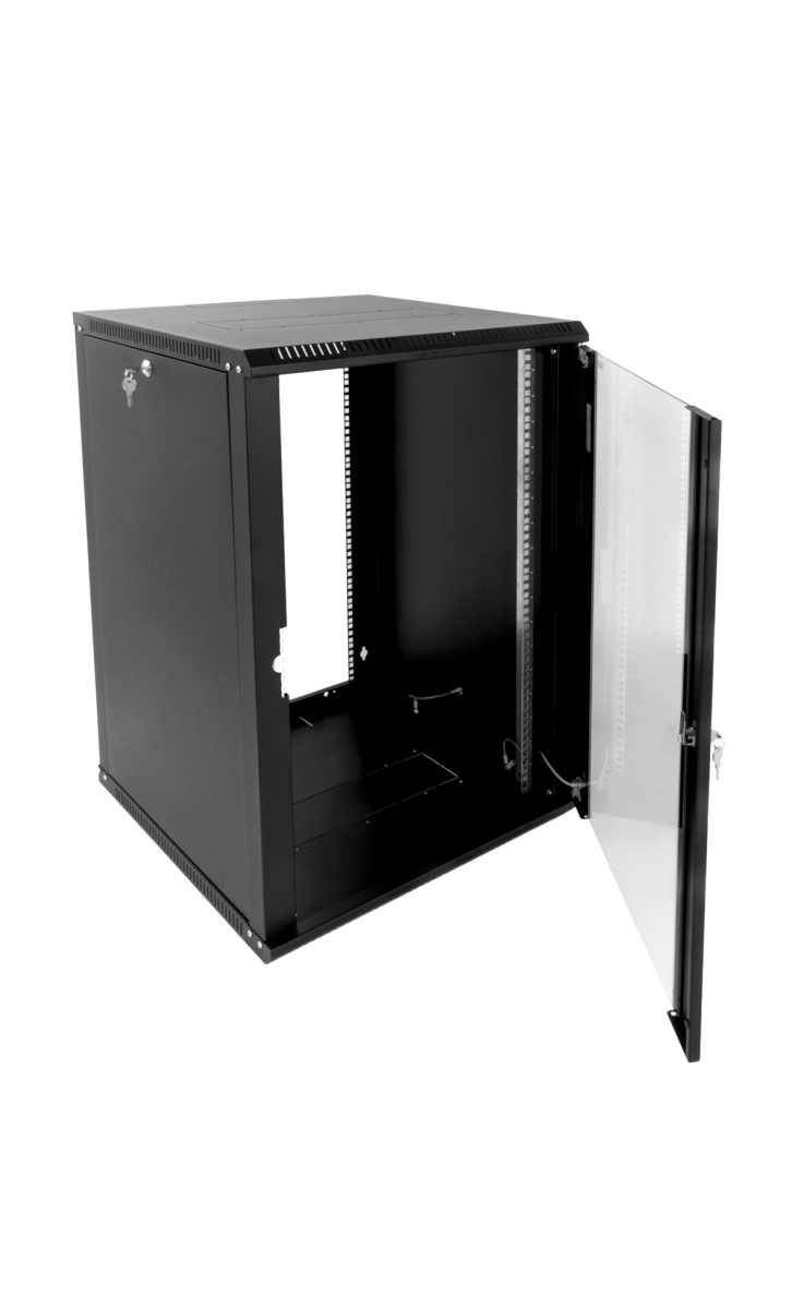 ЦМО ШРН-Э-15.500-9005 Шкаф телекоммуникационный настенный разборный 15U (600х520) дверь стекло, цвет черный, ШРН-Э-15.500-9005
