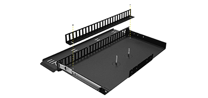 Cabeus ODF-19-24DSC-S-BK-T Кросс оптический стоечный выдвижной, 19, до 24 портов QLC(DSC), сплошная панель, (без кассет), черный