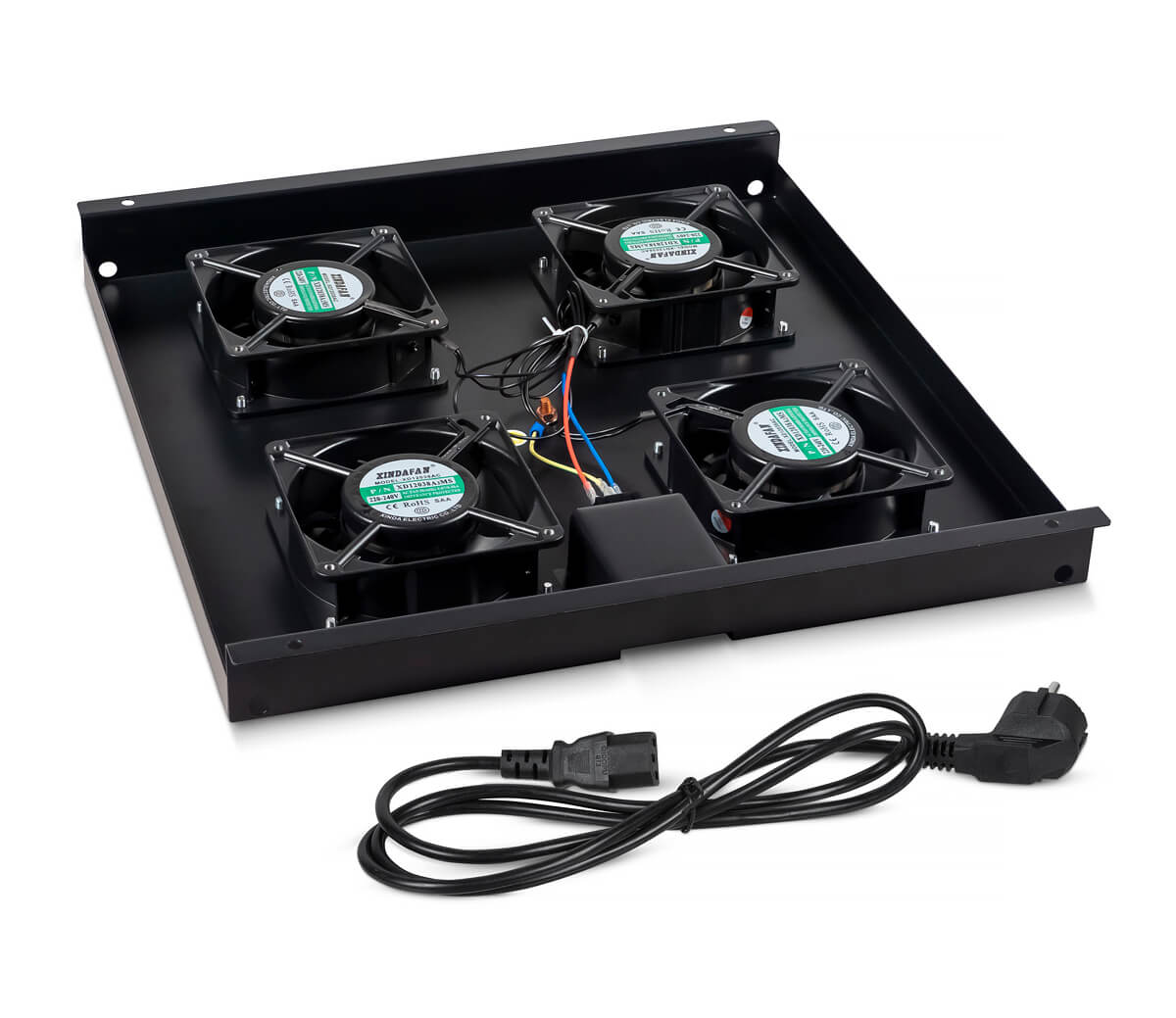 Cabeus TRAY-SC-120-BK Модуль вентиляторный с 4-я вентиляторами для установки в серверные шкафы серии ND-SC, цвет черный (RAL 9004)