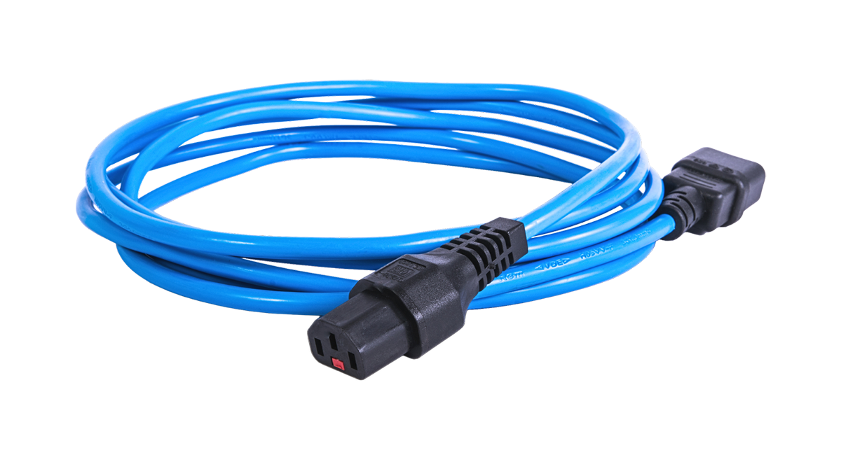 Шнур питания с фиксатором IEC 60320 C13/IEC 60320 C14, 10 А / 250 В (3 × 1,0), длина 3 м, синий, R-10-Cord-C13-C14-3-Blue
