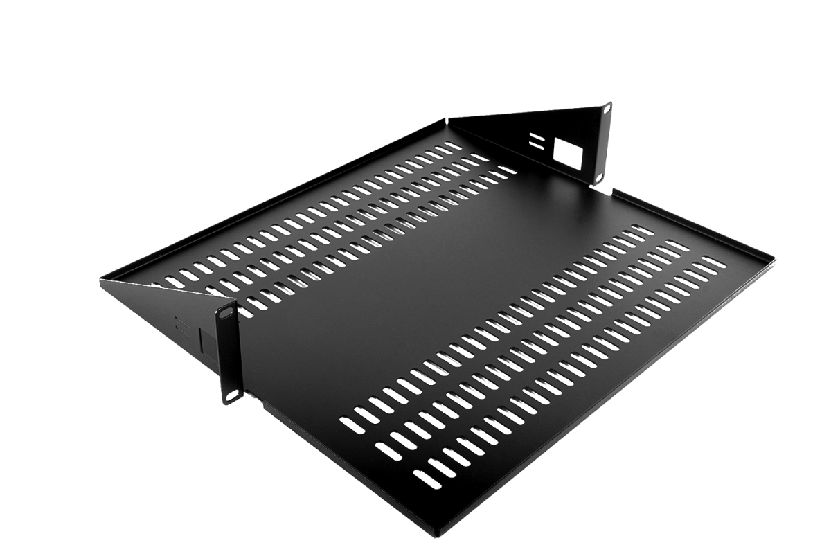 ЦМО МС-40.2-9005 Полка для стойки перфорированная консольная 2U с центральным креплением, глубина 400 мм, цвет черный, МС-40.2-9005