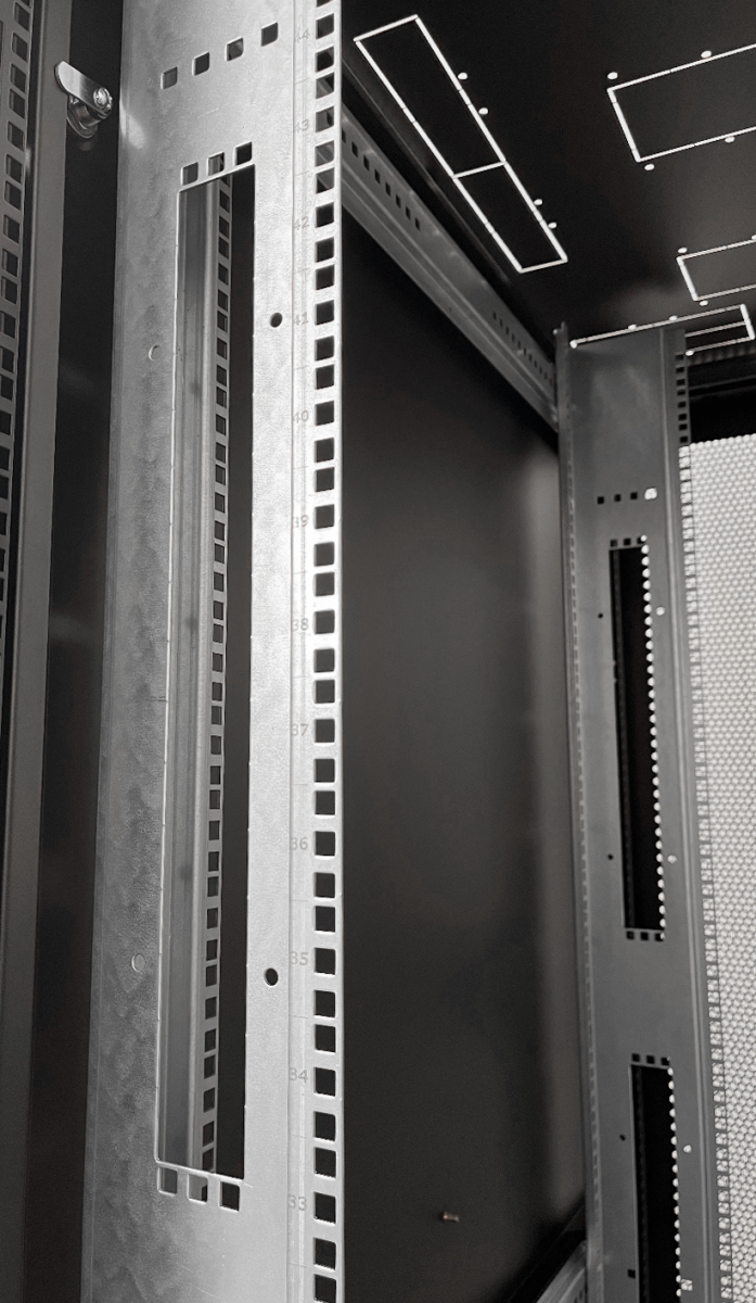 Шкаф серверный напольный 42U (800 × 1200) двойные перфорированные двери 2 шт., цвет черный, ШТК-М-42.8.12-88АА-9005