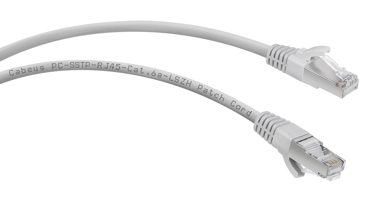 Cabeus PC-SSTP-RJ45-Cat.6a-10m-LSZH Патч-корд SSTP, категория 6a, 10G, S/FTP экранированный, LSZH, 10 м, серый