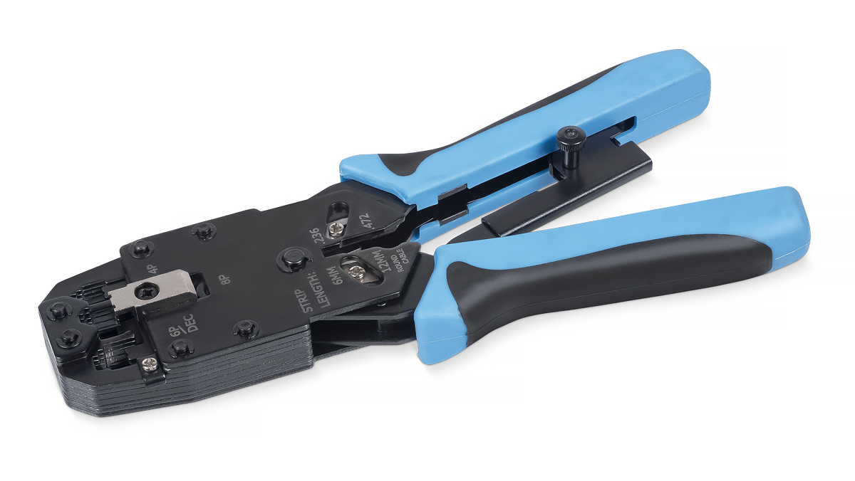 Cabeus HT-2008AR Инструмент обжимной для RJ-45, RJ-12, RJ-11 (8P8C, 6P6C, 4P4C), профессиональный, с храповым механизмом