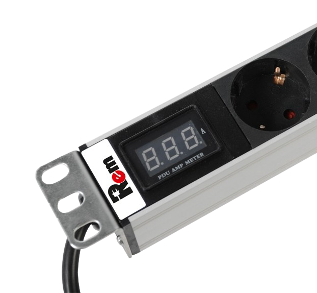 ЦМО R-16-8S-Am-440-3 Блок розеток Rem-16 с амперметром, 8 Schuko, 16A, алюм., 19", шнур 3 м. R-16-8S-AM-440-3