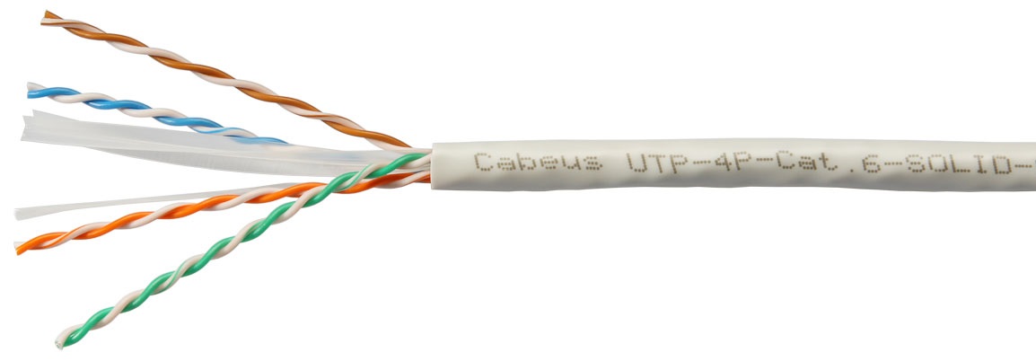Cabeus UTP-4P-Cat.6-SOLID-LSZH-WH Кабель витая пара UTP (U/UTP), категория 6, 4 пары (23 AWG), одножильный, LSZH нг(А)-HF, белый