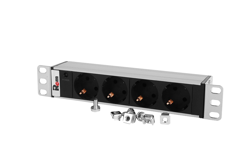 ЦМО R-10-4S-I-220-Z Блок розеток Rem-10 без шнура с инд., 4 Sсhuko, вход IEC 60320 C14, 10A, алюм., 10", R-10-4S-I-220-Z