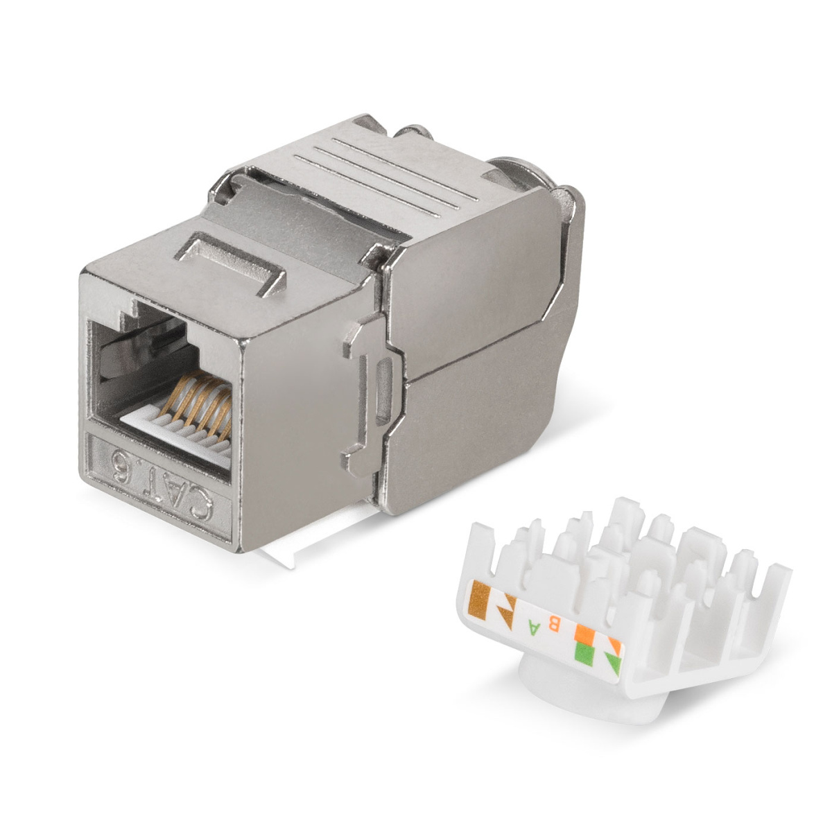 Cabeus KJ-RJ45-Cat.6-SH-180-Toolless Вставка Keystone Jack RJ-45(8P8C), 180 градусов, категория 6, экранированная, без инструмента Toolless
