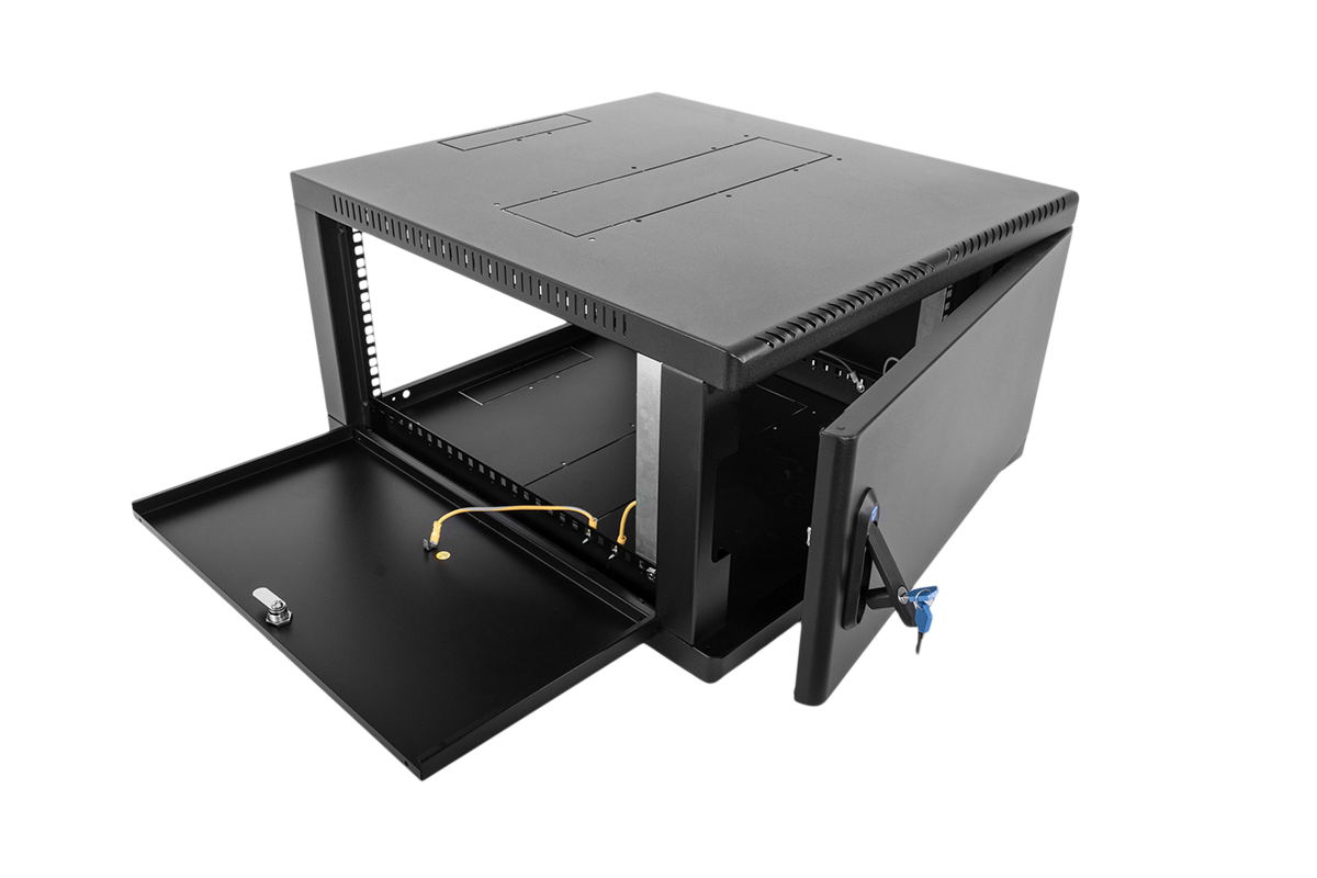 Шкаф телекоммуникационный настенный сварной 6U (600 × 360) съёмные стенки, дверь металл, чёрный, ШРН-6.350.1-9005