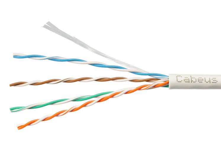 Cabeus UTP-4P-Cat.5e-SOLID-GY-LIGHT-25 Кабель витая пара UTP (U/UTP), категория 5e, 4 пары 0,48мм (24 AWG), одножильный, PVC нг(А)-LS, серый (25 м)