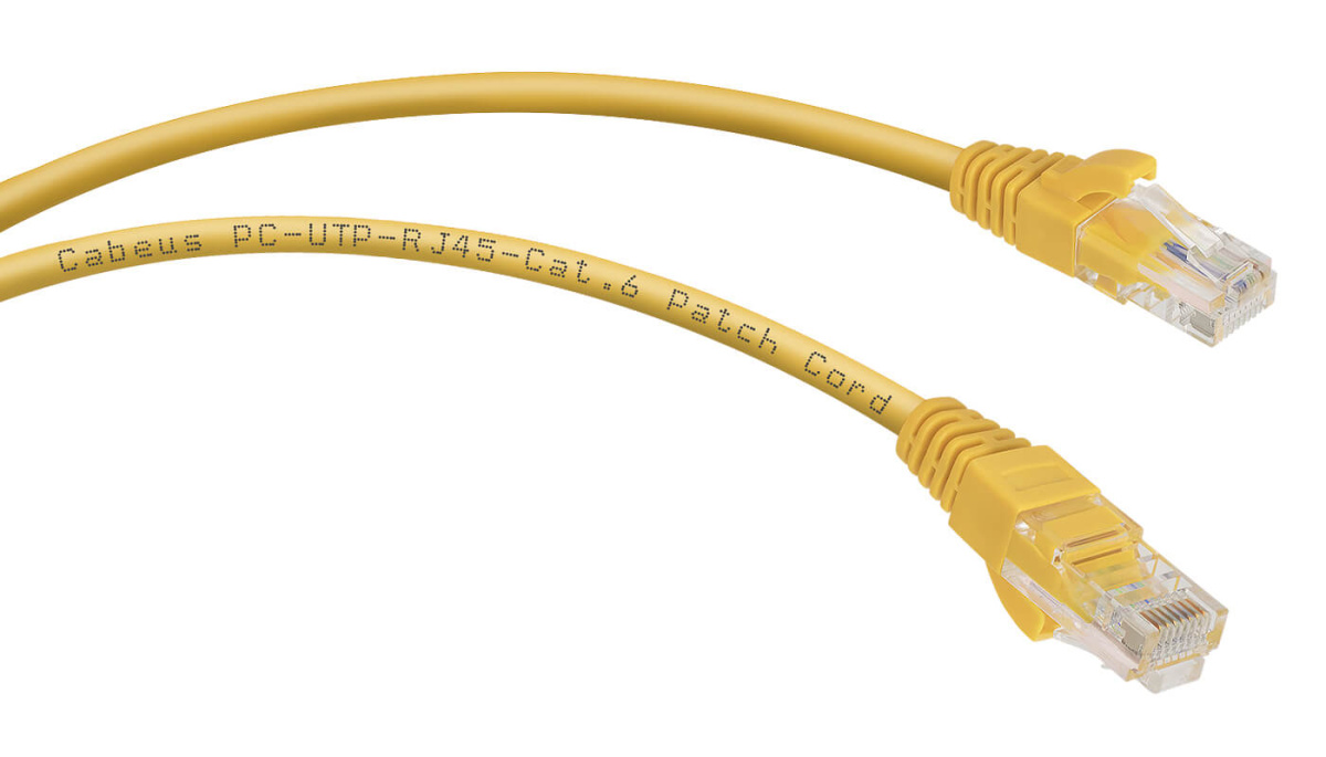 Cabeus PC-UTP-RJ45-Cat.6-1.5m-YL-LSZH Патч-корд U/UTP, категория 6, 2xRJ45/8p8c, неэкранированный, желтый, LSZH, 1.5м