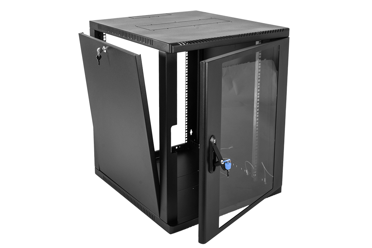 Шкаф телекоммуникационный настенный сварной 15U (600 × 660) съёмные стенки, дверь стекло, чёрный, ШРН-15.650-9005