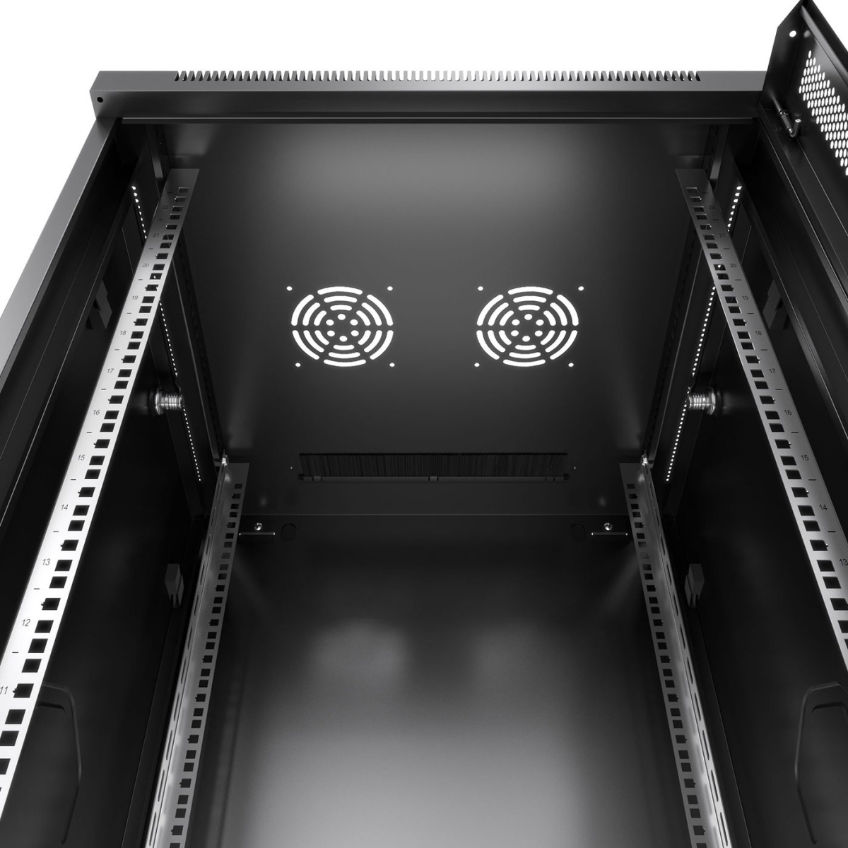 Cabeus SH-05F-22U60/45-BK Шкаф телекоммуникационный настенный 19" 22U 600x450x1082mm (ШхГхВ) дверь стекло, цвет черный (RAL 9004)