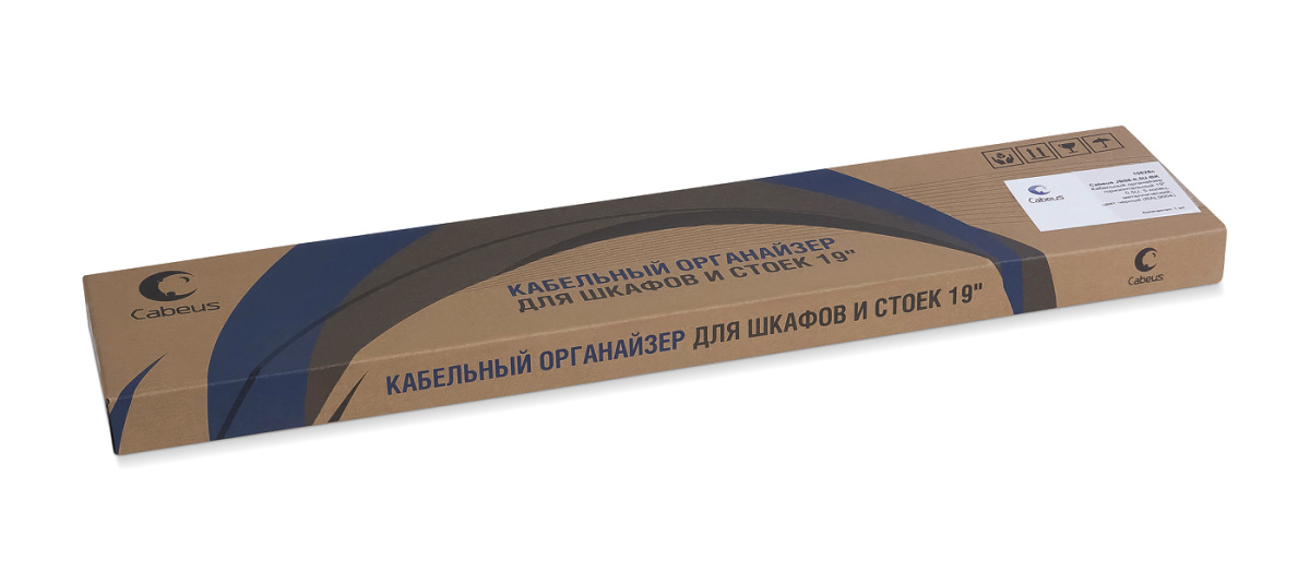 Cabeus JB08-0,5U-BK Кабельный органайзер горизонтальный 19" 0.5U, 5 колец, металлический, цвет черный (RAL9004)