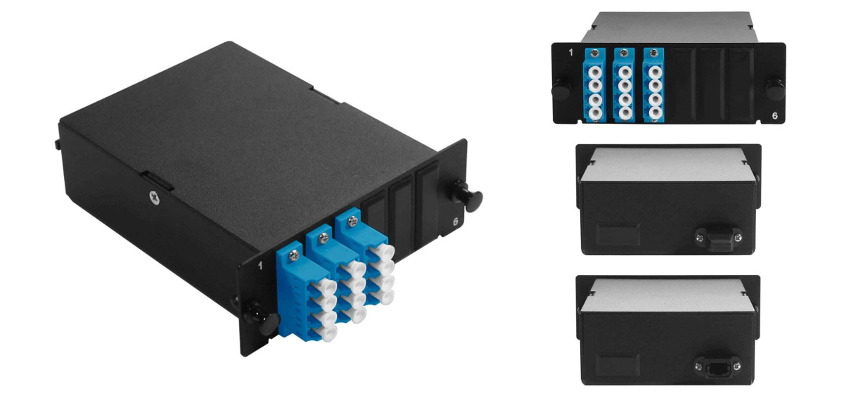 Cabeus FO-4K-3QLC/U-1MPO/A(m)-SM(A1)-BK-T Оптическая кассета в сборе, розетки LC/SM-quad - 3шт. - MPO/APC - 1шт., гидра MPO/APC Male - 12LC/UPC - 1шт., SM(G.652.D), черная